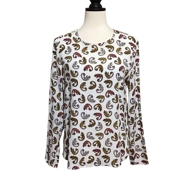H&M Ivory Chameleon Print Blouse 6 - Picture 1 of 8